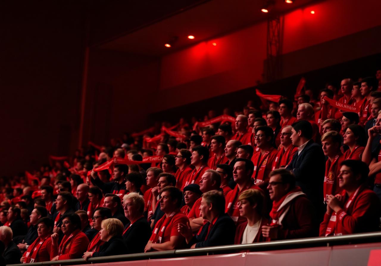 Manchester United supporters watching a match together